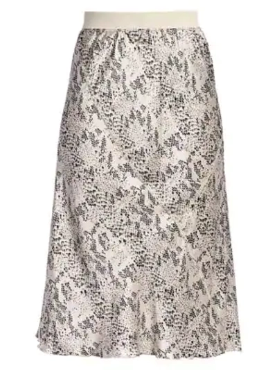 Shop Atm Anthony Thomas Melillo Silk Snake-print Midi Skirt In Haze Pavement Combo