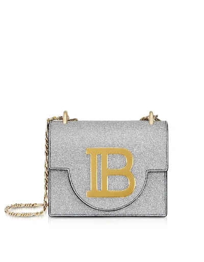 Shop Balmain Silver Glitter B-bag 18
