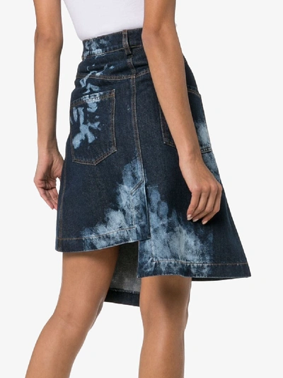 Shop Delada Denim Buttoned Tie-dye Skirt In Blue