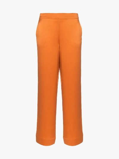 Shop Asceno Pyjama Silk Wide-leg Trousers In Orange