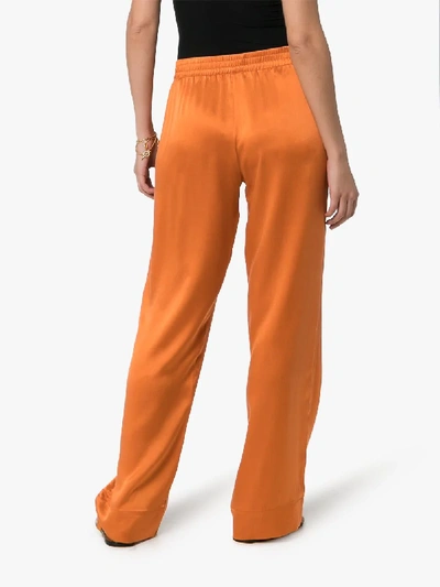 Shop Asceno Pyjama Silk Wide-leg Trousers In Orange