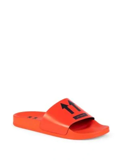 Shop Off-white Double Arrow Graphic Slide Sandals In Red