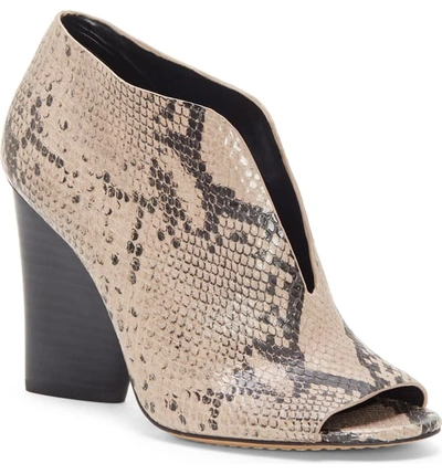 Shop Vince Camuto Andrita Open Toe Bootie In Taupe Leather