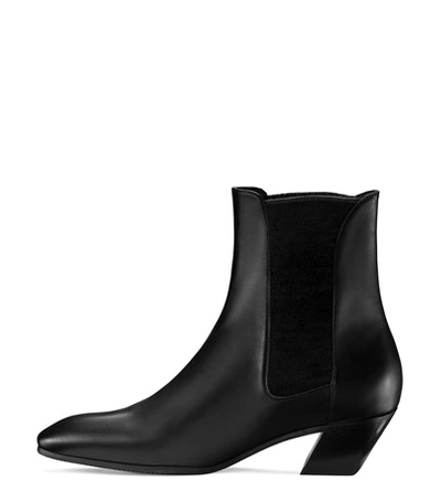Shop Stuart Weitzman The Cleora In Black Leather With Stretch Elastic Back