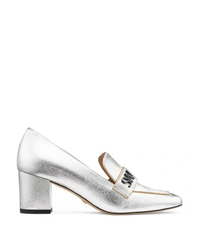 Shop Stuart Weitzman The Frances 60 In Silver Textured Metallic Leather