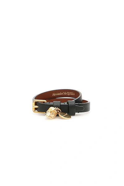 Shop Alexander Mcqueen Thin Skull Bracelet In Black (black)