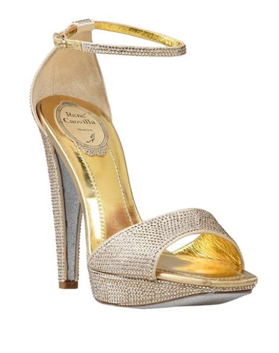 Shop René Caovilla Sandals In Gold