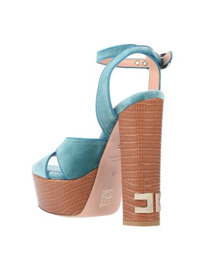 Shop Elisabetta Franchi Sandals In Deep Jade
