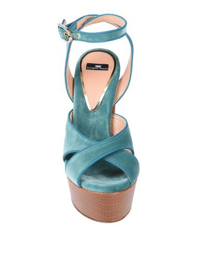 Shop Elisabetta Franchi Sandals In Deep Jade