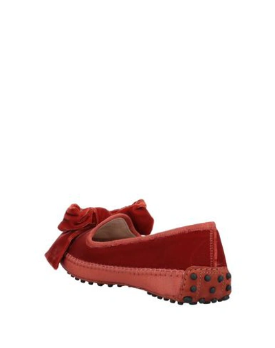 Shop Tod's Woman Loafers Red Size 7 Textile Fibers