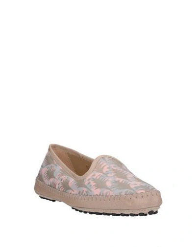 Shop Tod's Woman Loafers Light Pink Size 6.5 Textile Fibers