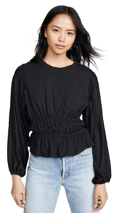 Shop Opening Ceremony Silk Long Sleeve Top In Black