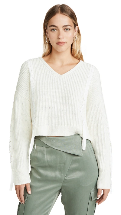 Shop 3.1 Phillip Lim / フィリップ リム Cropped Ribbon Weave Sweater In Ivory