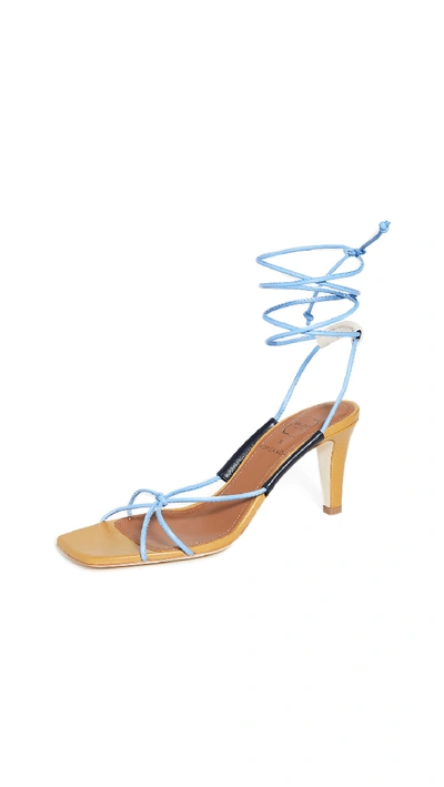 Shop Malone Souliers Camila Sandals In Light Blue/mist/military Green