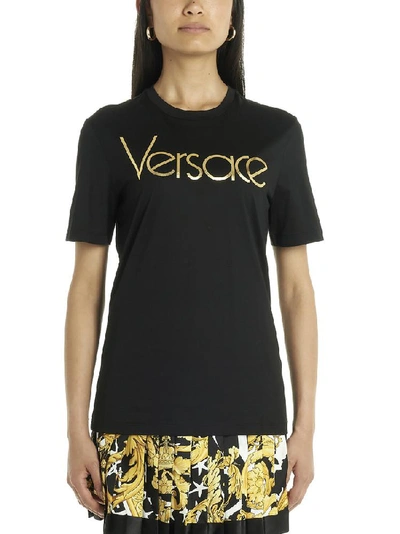 Shop Versace Logo T In Black