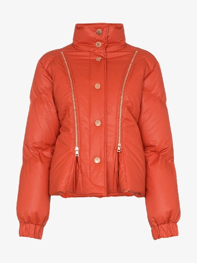 Shop See By Chloé Zip Detail Puffer Jacket In Orange