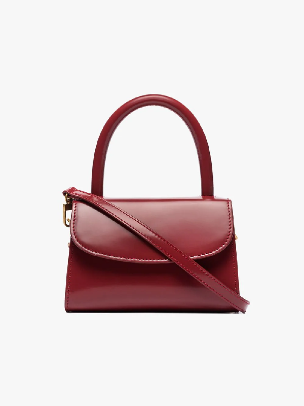 By Far Mini Semi Patent Leather Top Handle Bag In Red | ModeSens