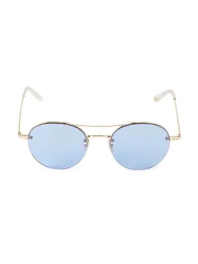 Shop Garrett Leight California Optical Beaumont 53mm Browline Round Sunglasses In Gold Crystal