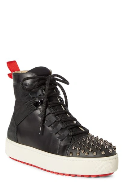 Shop Christian Louboutin Smartic Spike High Top Sneaker In Black