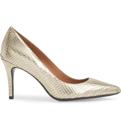 Shop Calvin Klein Gayle Pointed Toe Pump In Soft Gold Leather