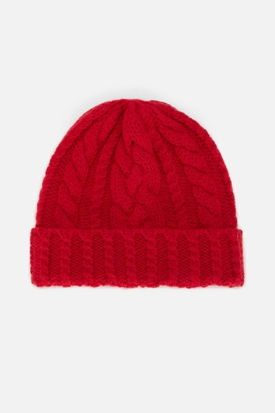 Shop Ami Alexandre Mattiussi Cable Knit Beanie In Red
