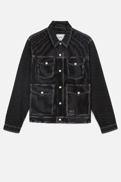 Shop Ami Alexandre Mattiussi Pinstripe Jacket In Black