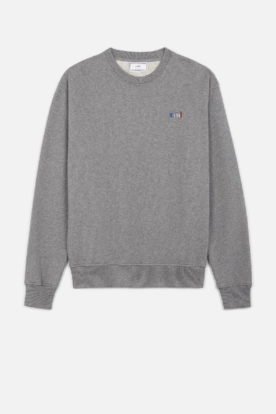 Shop Ami Alexandre Mattiussi Sweatshirt With Ami Embroidery In Grey
