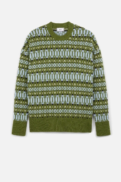 Shop Ami Alexandre Mattiussi Jacquard Pattern Oversize Sweater In Green