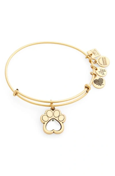 Shop Alex And Ani Prints Of Love Adjustable Wire Bangle In Gold