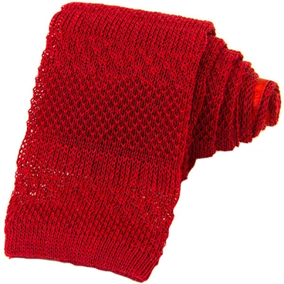 Shop 40 Colori Dark Red Solid Textured Striped Linen Knitted Tie