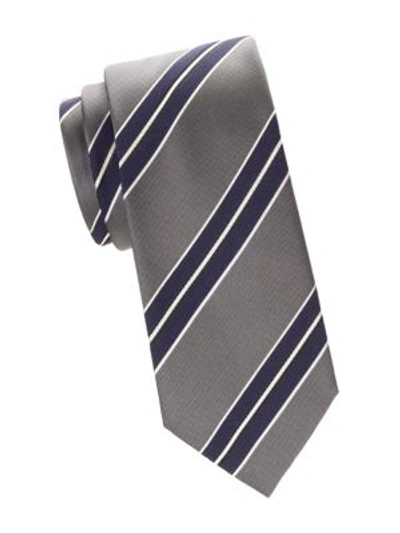 Shop Brioni Men's Diagonal Stripe Silk Tie In Grey