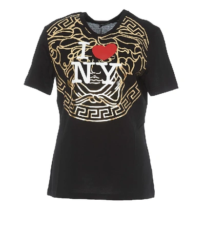 Shop Versace I Love New York Logo Print T In Black