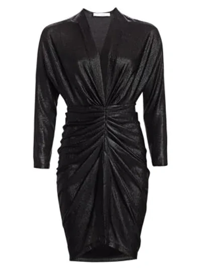Shop Iro Cilty Ruched Metallic Dress In Black