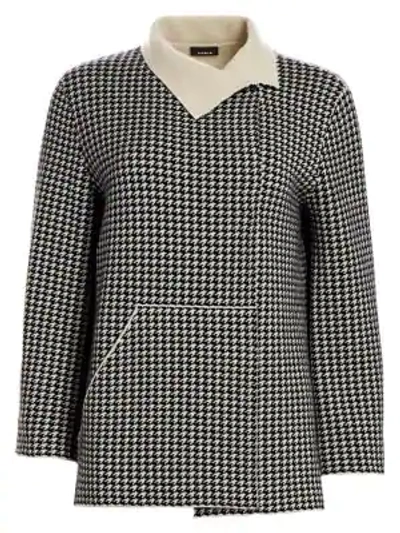 Shop Akris Reversible Cashmere Houndstooth Cardigan Jacket In Black Birch