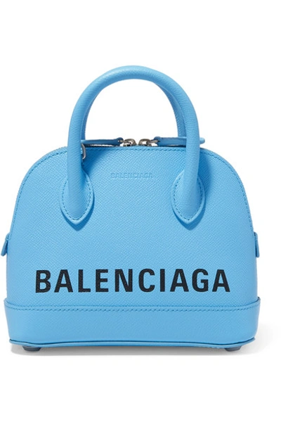 Shop Balenciaga Ville Xxs Aj Printed Textured-leather Tote In Blue