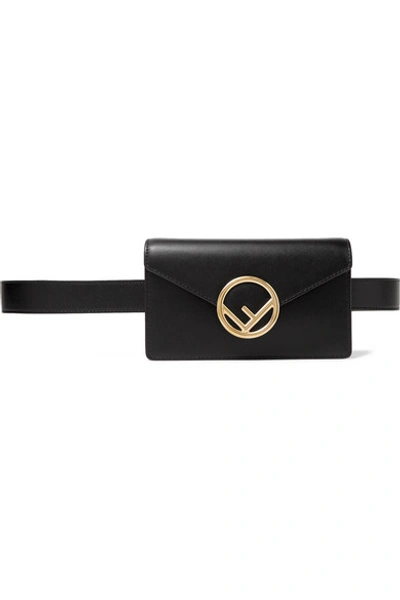 Shop Fendi Textured-leather Belt Bag In Black