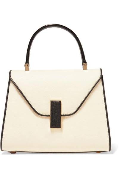 Shop Valextra Iside Mini Two-tone Textured-leather Shoulder Bag In White