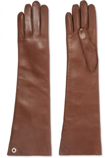 Shop Loro Piana Leather Gloves In Brown