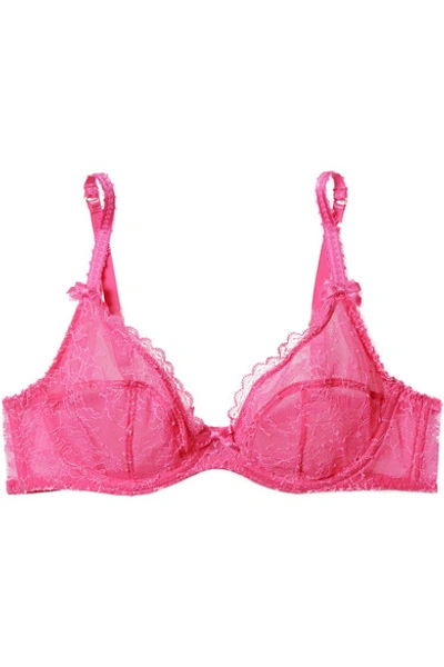 Shop Agent Provocateur Hinda Stretch-leavers And Chantilly Lace Underwired Bra In Pink