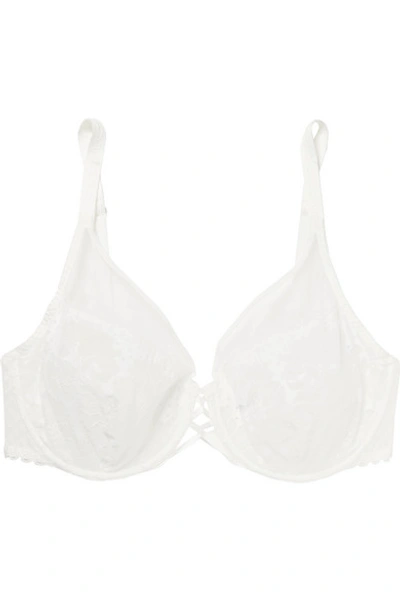 Shop Maison Lejaby Stretch-lace And Tulle Underwired Soft-cup Bra In White