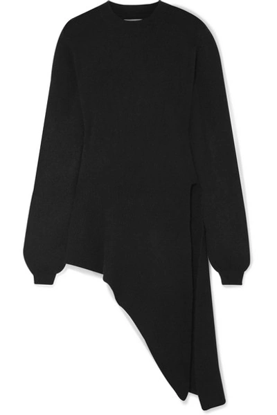 Shop Khaite Esme Asymmetric Stretch-cashmere Sweater In Black