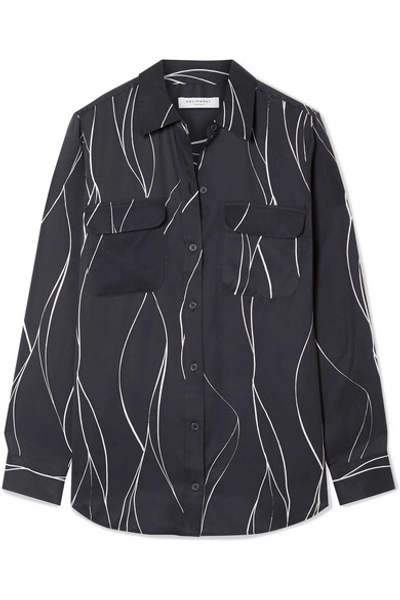 Shop Equipment Slim Signature Printed Washed Silk-blend Shirt In Black