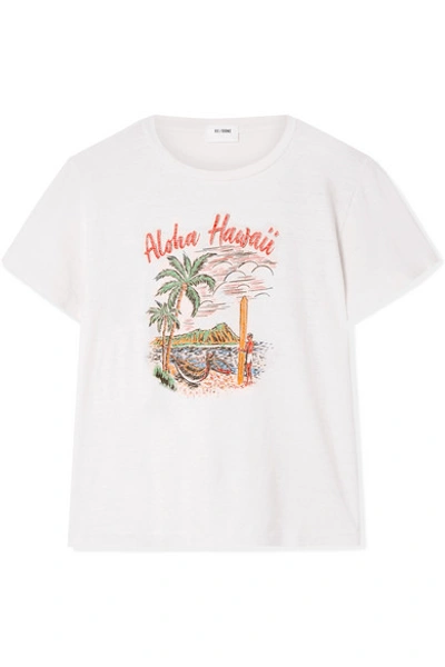 Shop Re/done Classic Printed Slub Cotton-jersey T-shirt In White