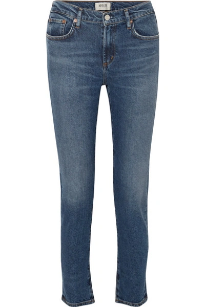 Shop Agolde Toni Mid-rise Skinny Jeans In Mid Denim