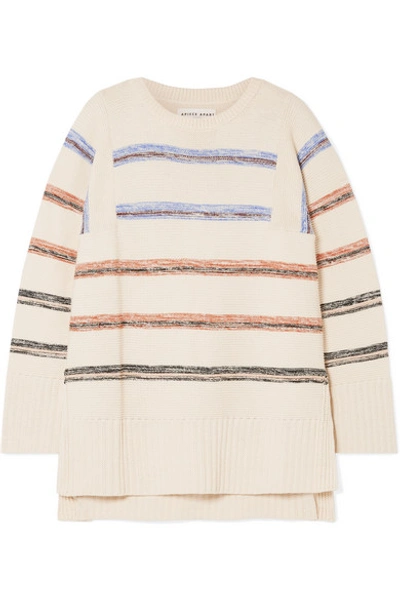 Shop Apiece Apart Baja Striped Cotton Sweater In Cream