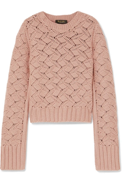 Shop Loro Piana Cable-knit Cashmere Sweater In Pink