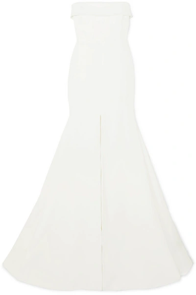 Shop Alex Perry Jamie Strapless Satin-crepe Gown In White
