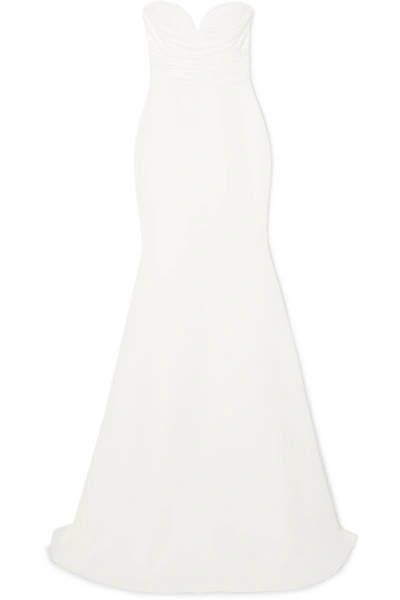 Shop Alex Perry Laura Strapless Crepe Gown In White