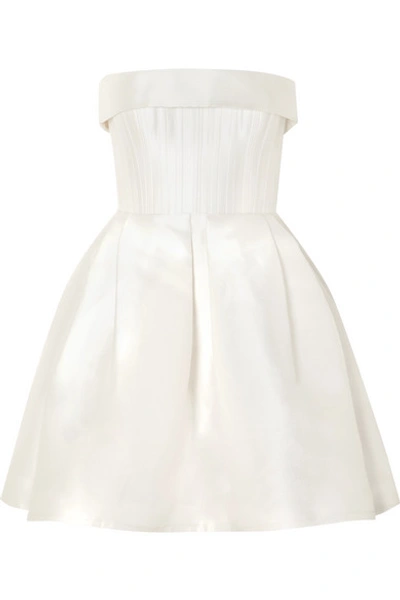 Shop Alex Perry Elyse Strapless Silk-faille Mini Dress In White