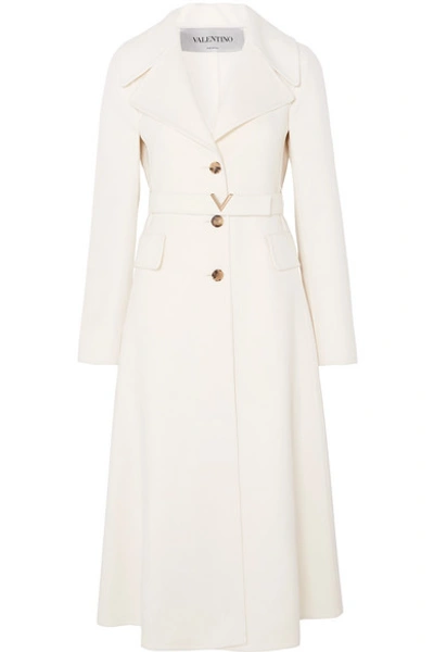 Shop Valentino Belted Cashmere Coat In Ivory